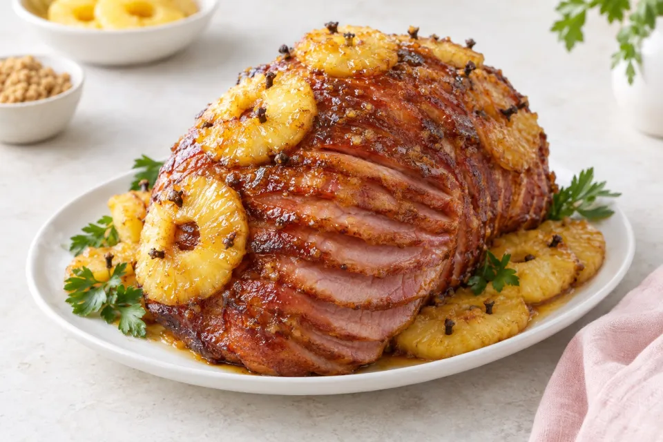 Brown Sugar Baked Ham with Pineapple