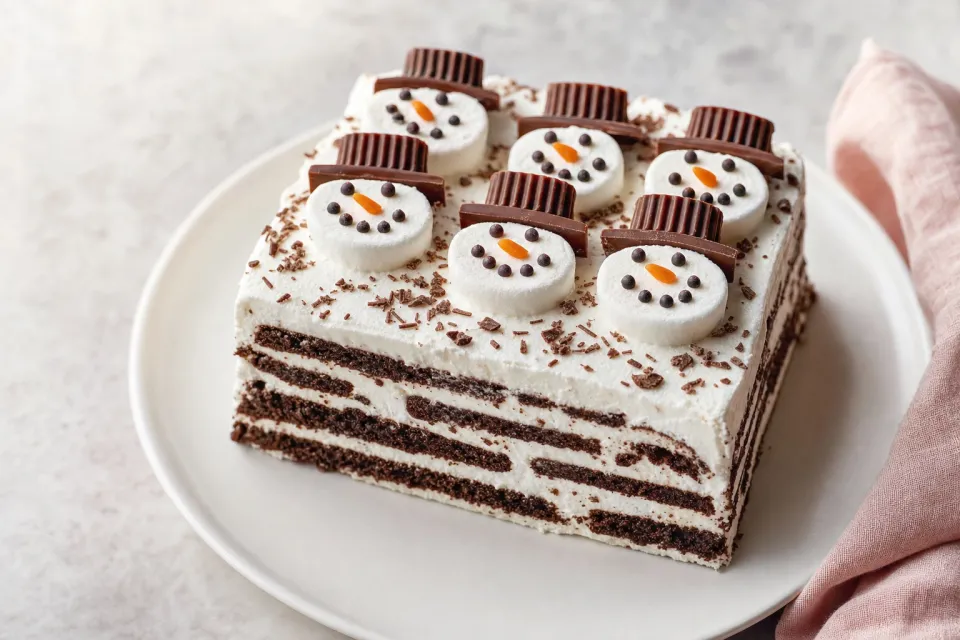 Snowman Chocolate Icebox Cake