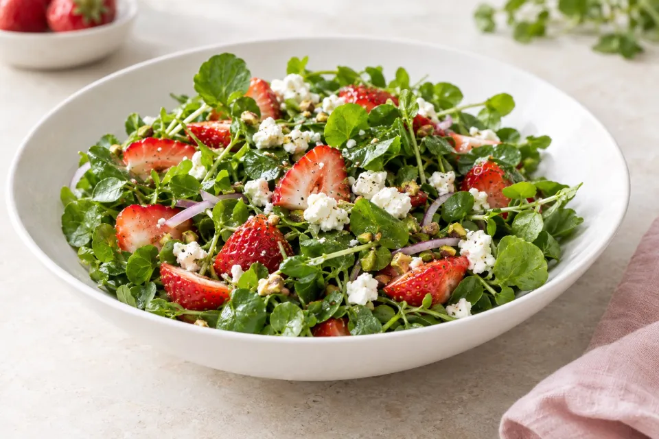 Watercress Salad with Strawberries and Feta