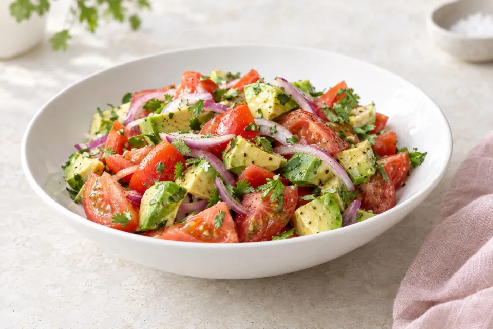 Tomato, Onion, Avocado Salad