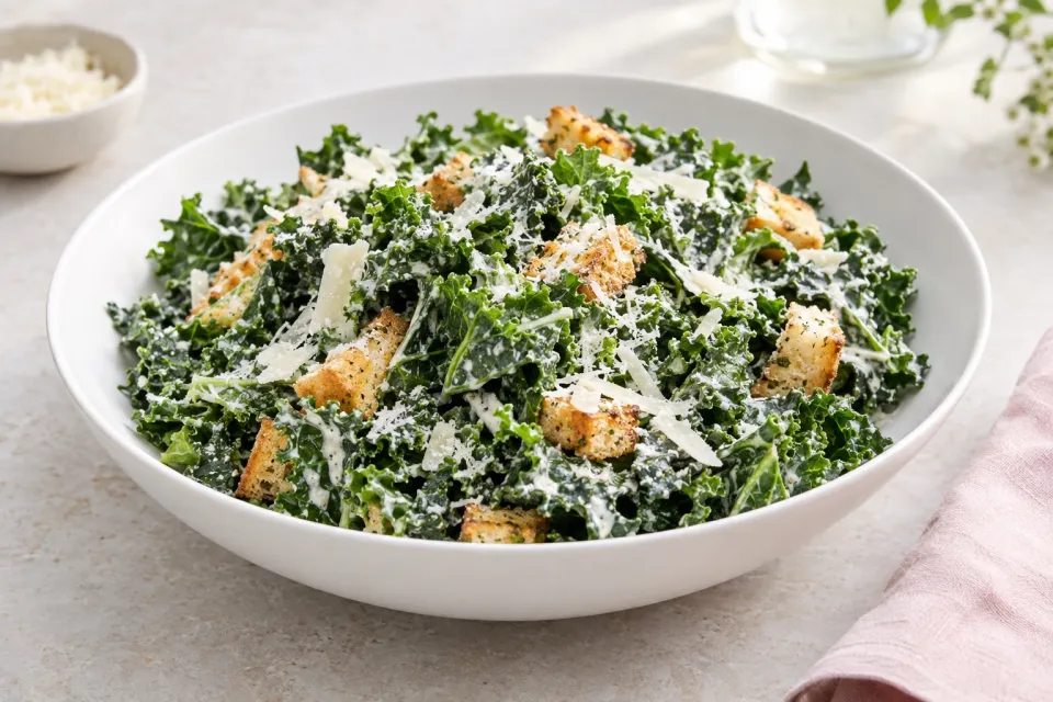 Kale Caesar Salad with Creamy Parmesan Dressing