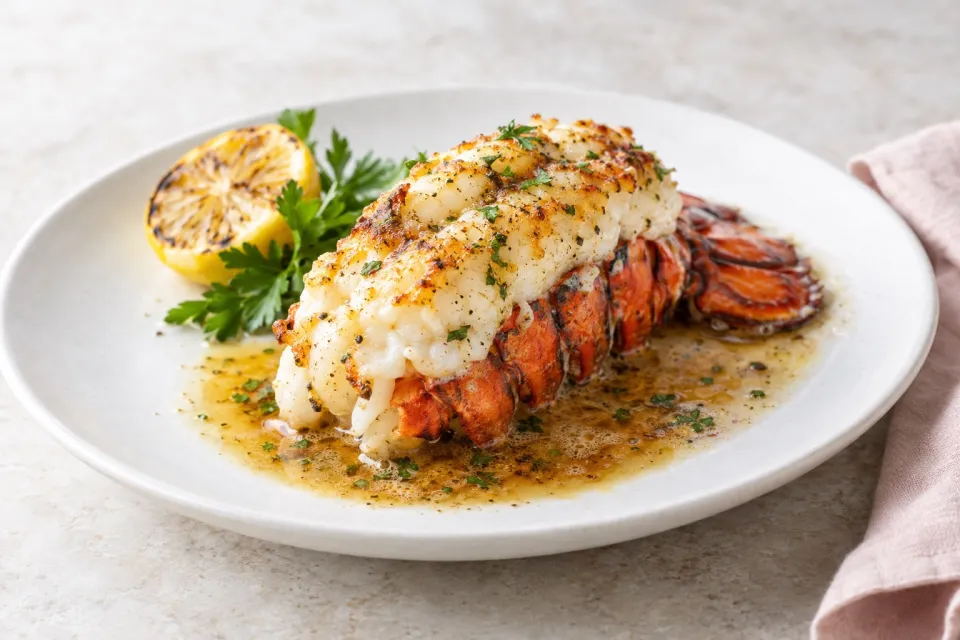 Broiled Lobster Tail with Brown Butter Sauce