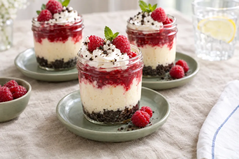 Raspberry Cheesecake in a Mason Jar