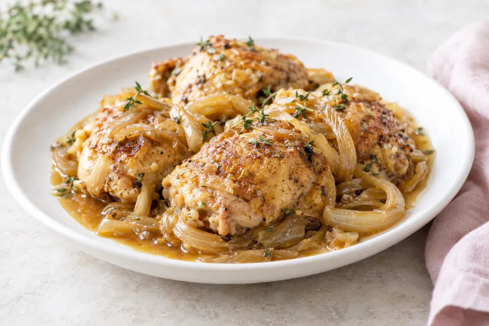 Beer Braised Chicken and Onions