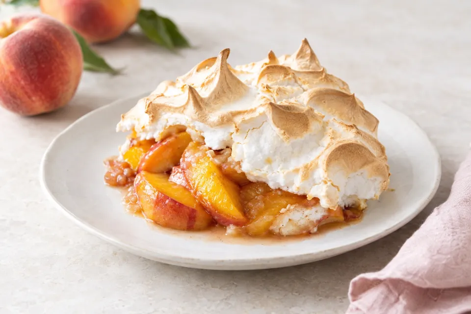 Summer Peaches with Baked Meringue