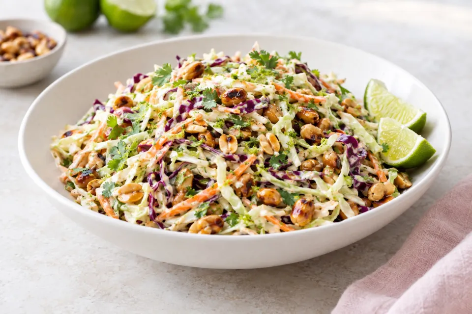 Lime & Blistered Peanut Coleslaw
