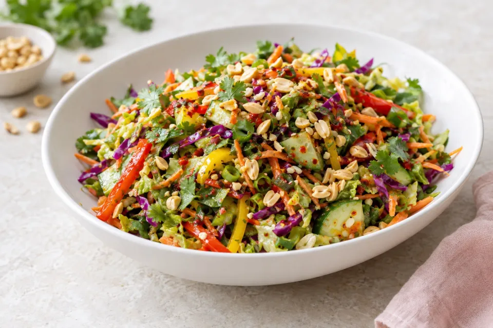 Spicy Rainbow Chopped Salad with Peanuts