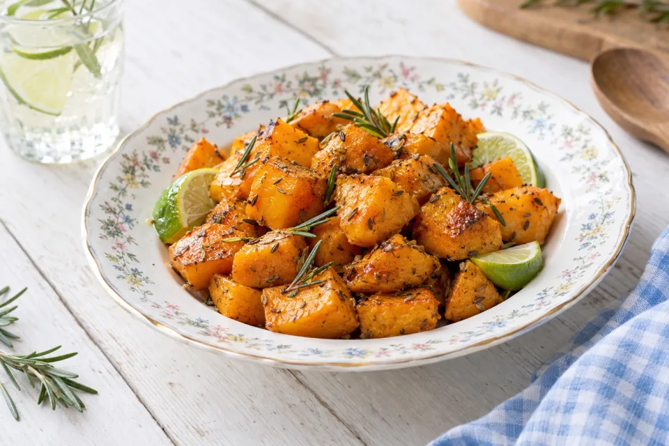 Roasted Butternut Squash with Lime and Rosemary