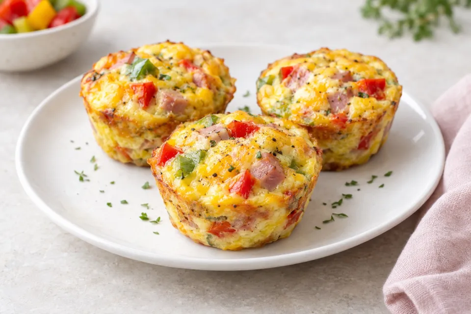Egg Muffins with Ham, Cheese, and Bell Pepper