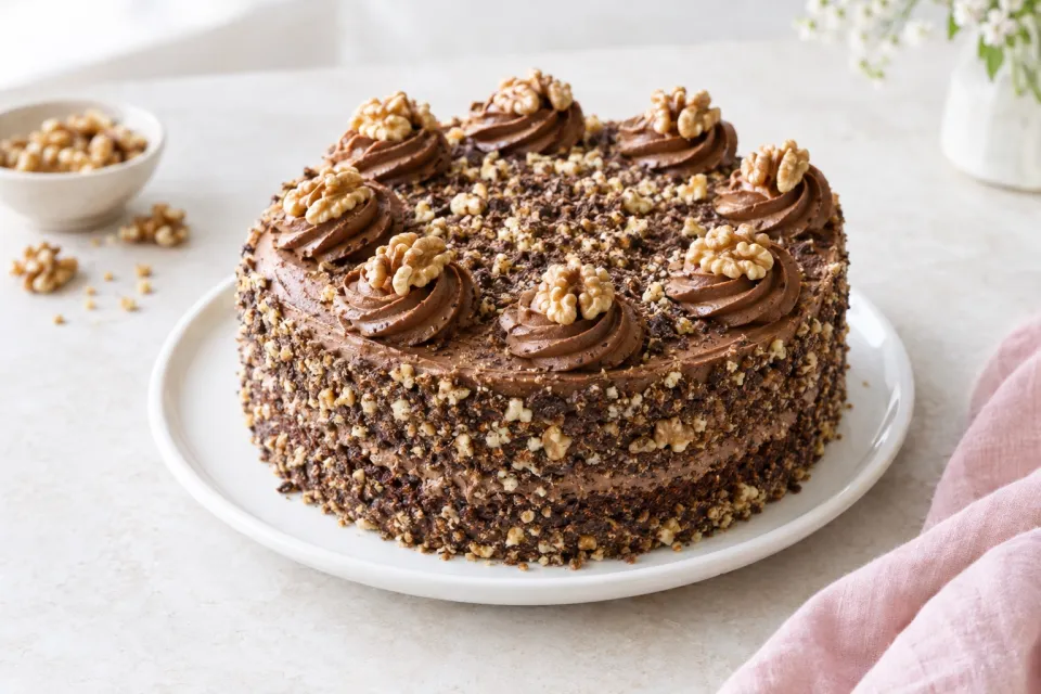 Chocolate Walnut Tweed Torte