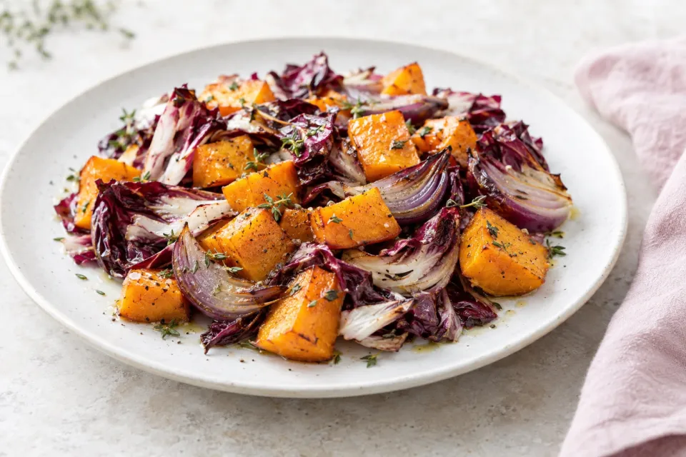 Roasted Butternut Squash, Radicchio, and Onion