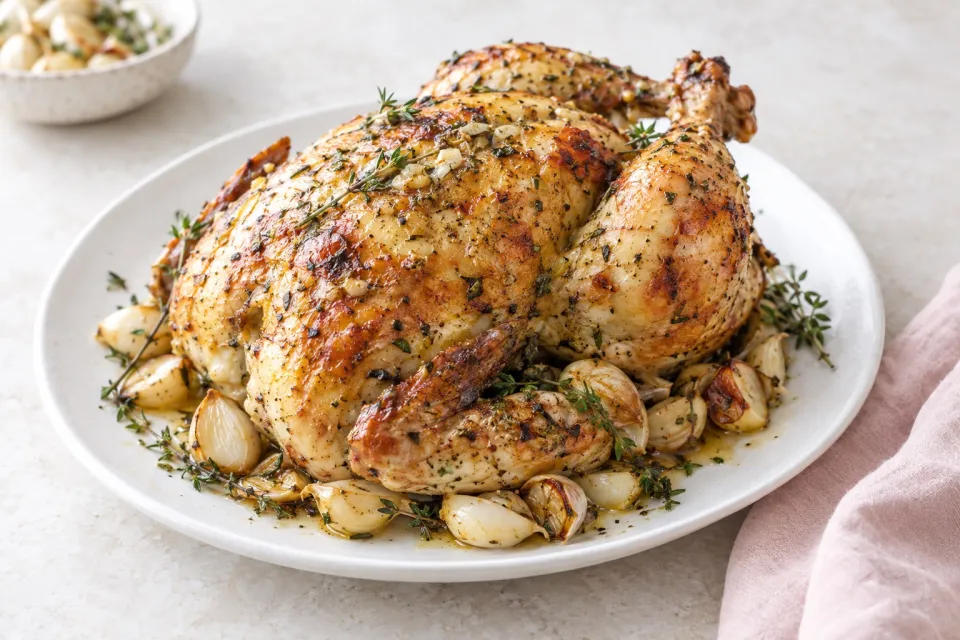 Slow-Roasted Chicken with All the Garlic