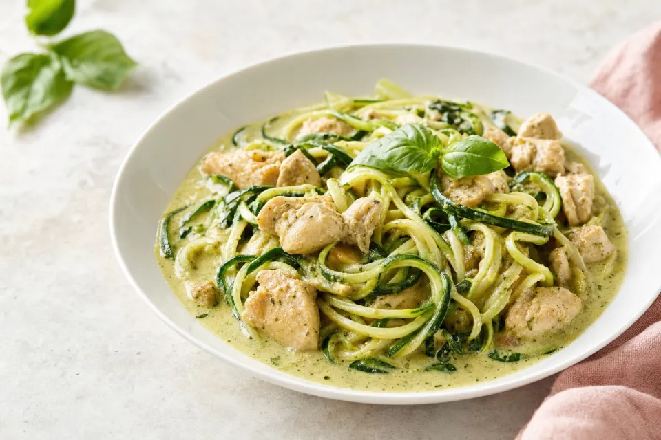Quick Green Curry Chicken with Zucchini Noodles