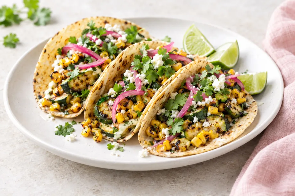 Vegetarian Charred Corn and Zucchini Tacos