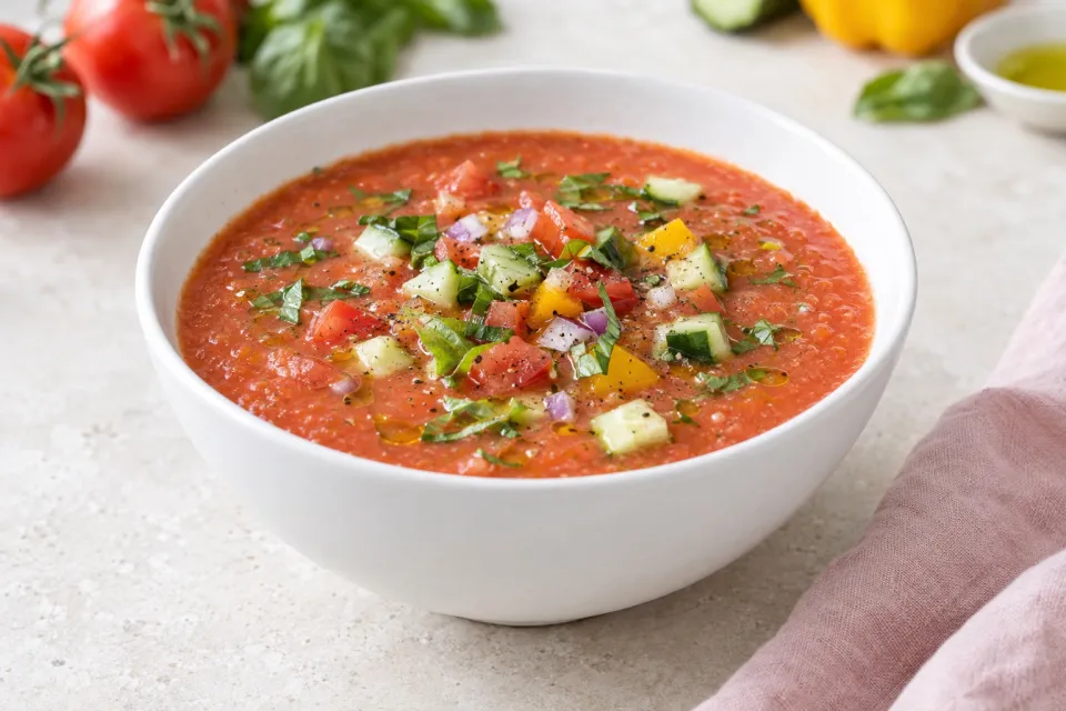 Cold Tomato Summer Vegetable Soup