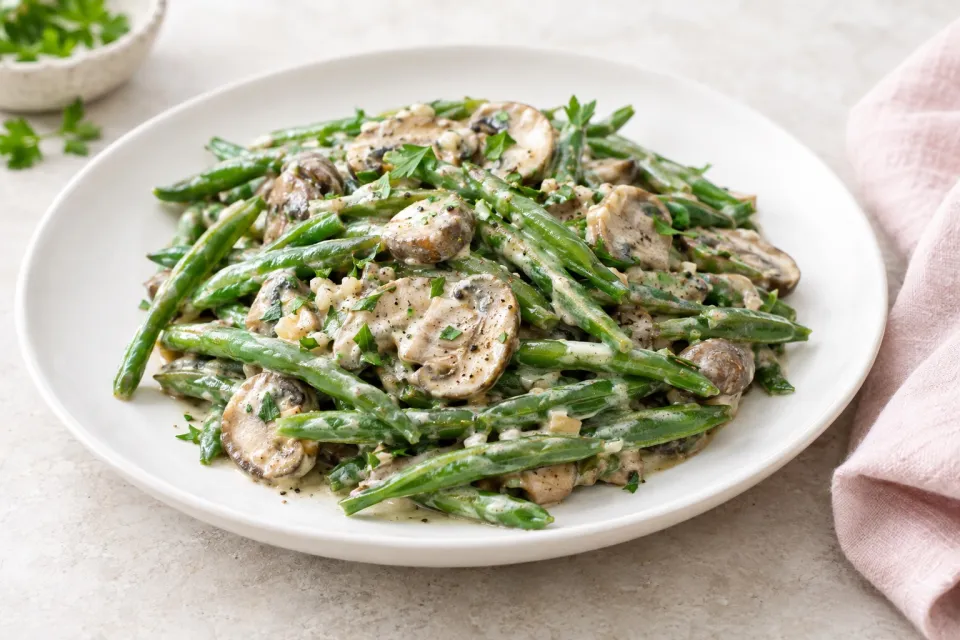 Creamy Green Beans and Mushrooms