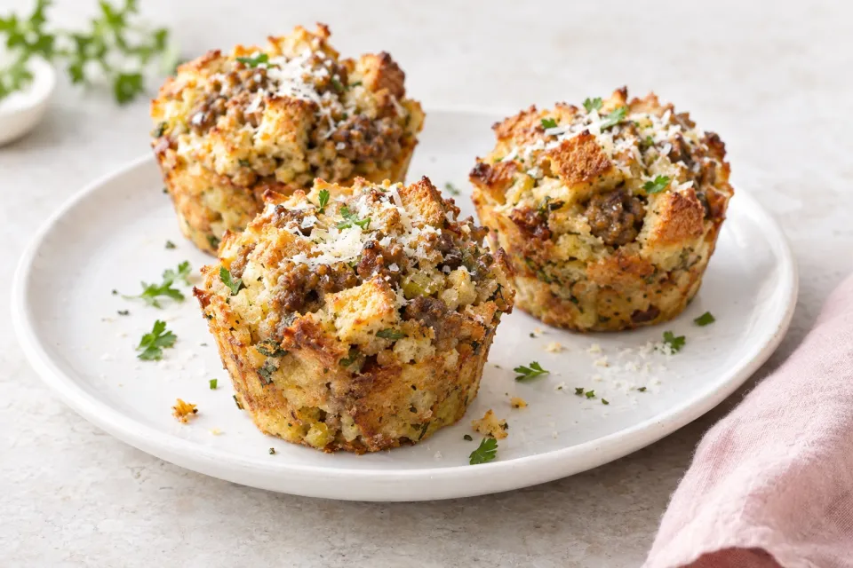 Stuffing Muffins with Sausage and Parmesan