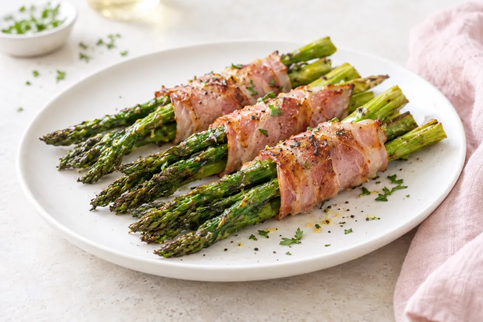 Roasted Asparagus Wrapped in Ham