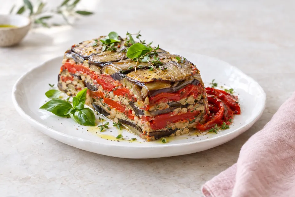 Eggplant and Red Pepper Terrine