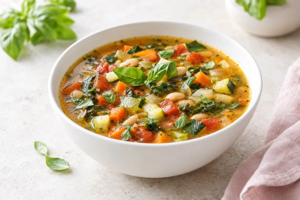 Vegetable Soup with Sweet Basil
