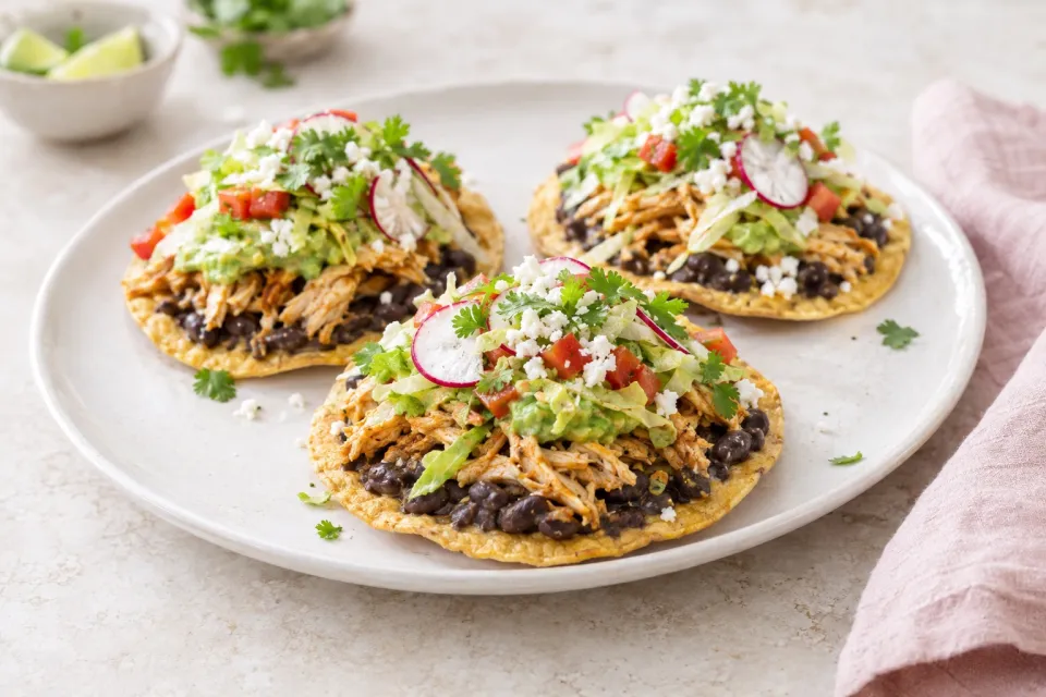 Chicken and Black Bean Tostadas