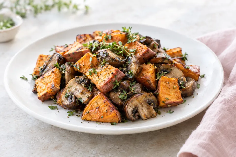 Sweet Potatoes and Mushrooms
