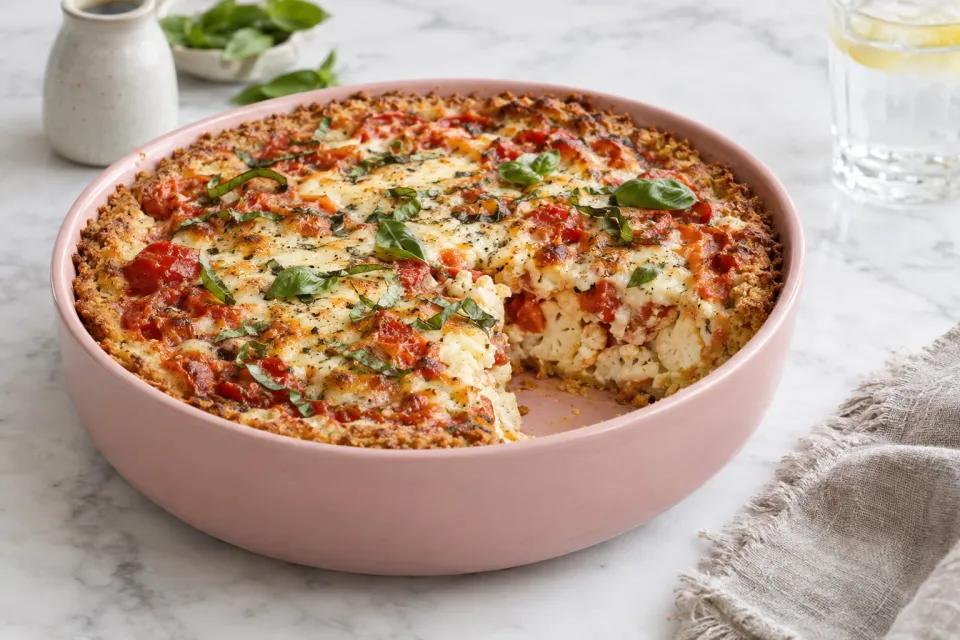 Low Carb Cauliflower Deep Dish Pizza