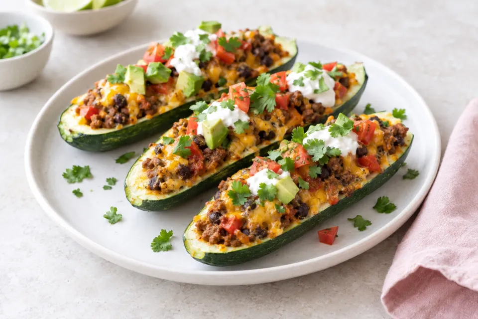 Taco-Stuffed Zucchini Boats