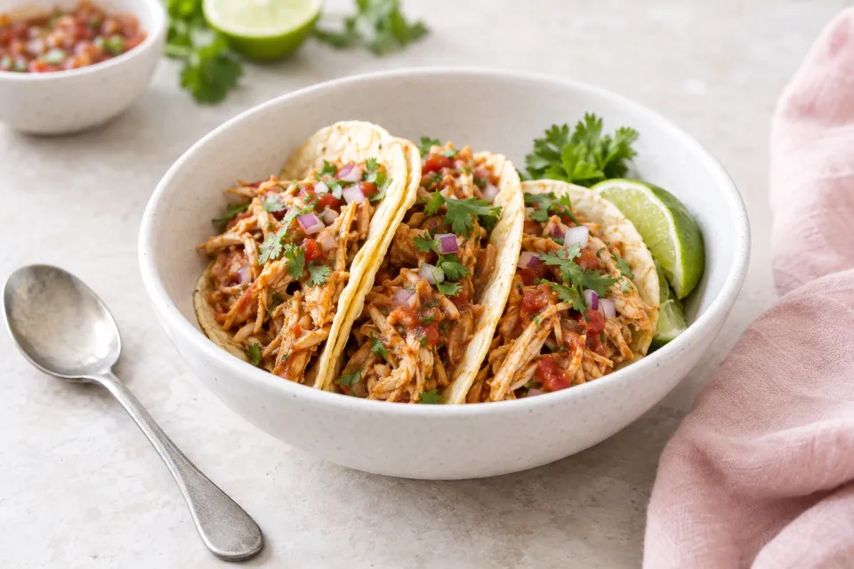 Slow Cooker Salsa Chicken Tacos