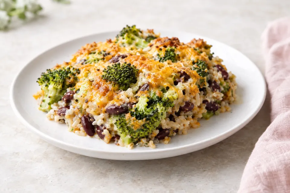 Broccoli, Rice, and Bean Casserole