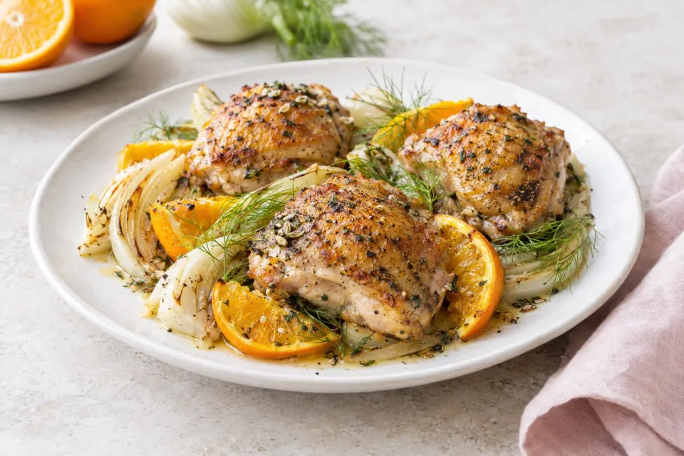 Roasted Chicken Thighs with Fennel and Orange