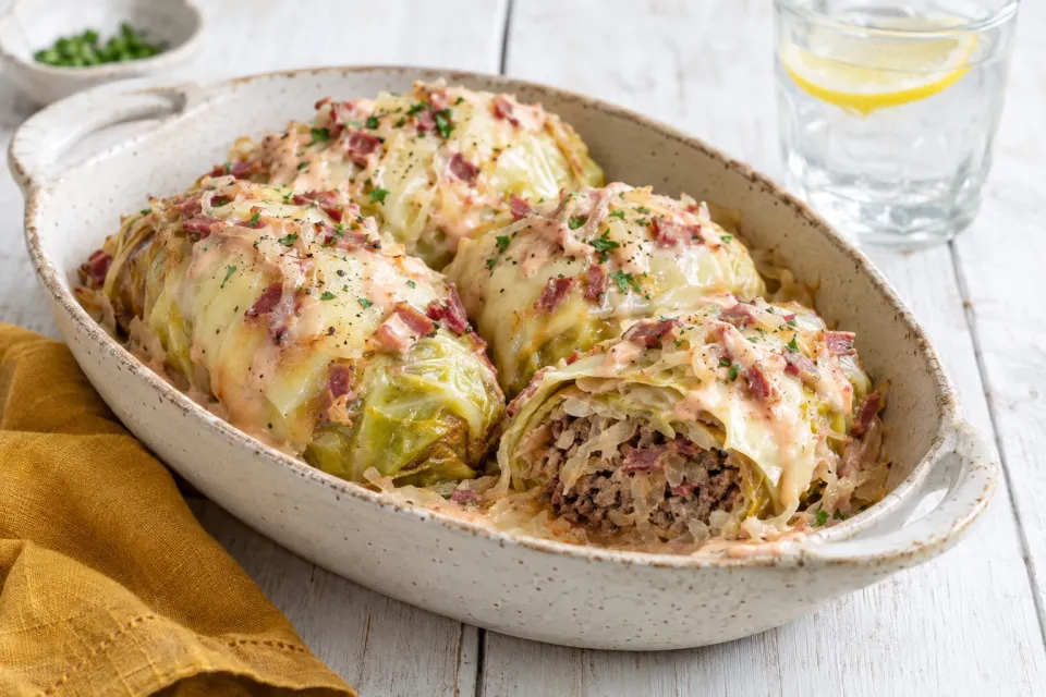 Low Carb Reuben Cabbage Rolls