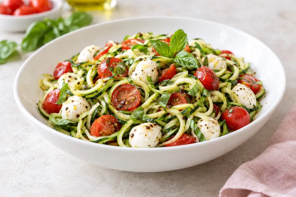 Caprese Zucchini Noodle Pasta Salad