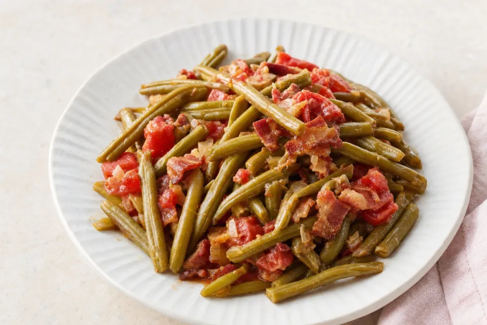 Pressure Cooker Green Beans with Tomatoes and Bacon