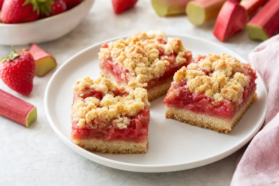Strawberry-Rhubarb Crumble Bars