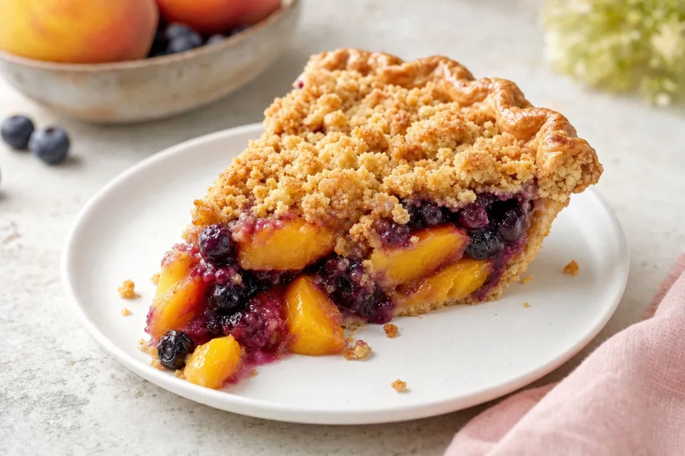 Peach Blueberry Crumb Pie
