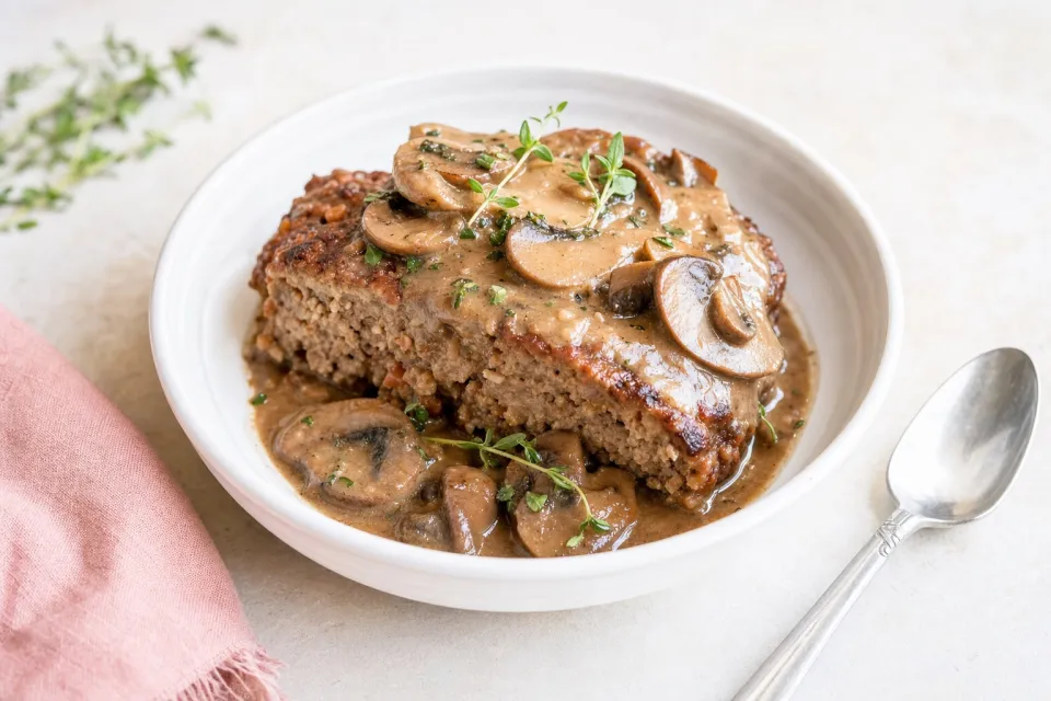 Tuscan Meatloaf with Mushroom Sauce