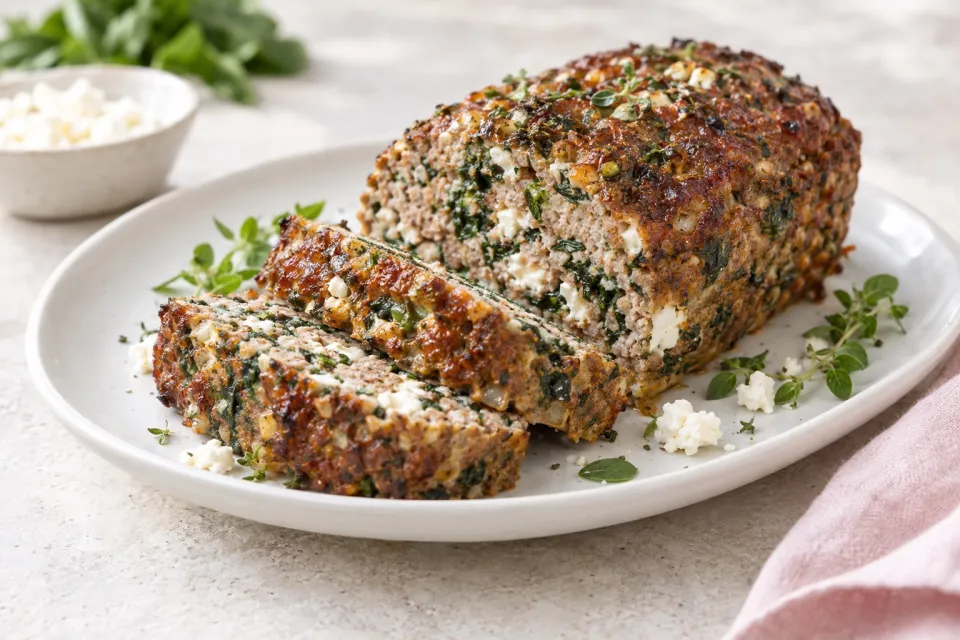 Greek Meatloaf with Spinach and Feta