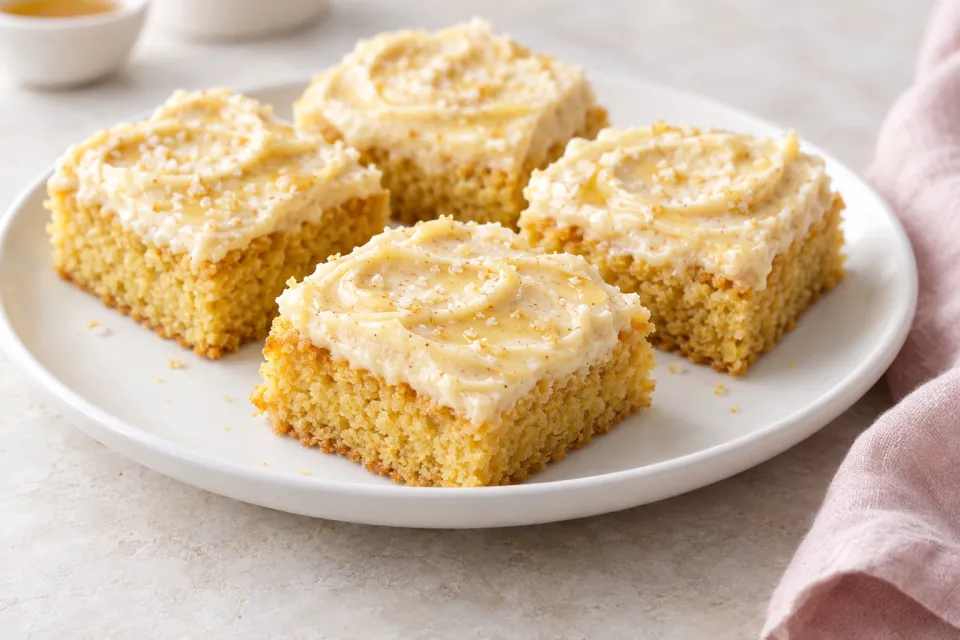 Cornbread Sugar Cookie Squares with Honey Butter Frosting