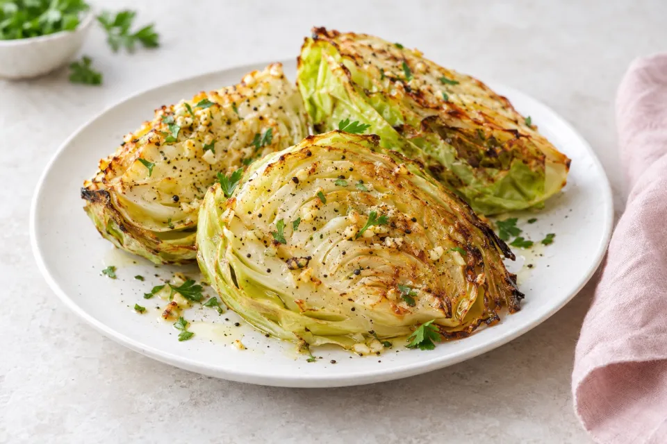 Garlic Roasted Cabbage Wedges