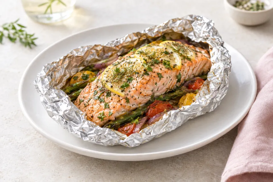 Baked Salmon in Foil Pouch