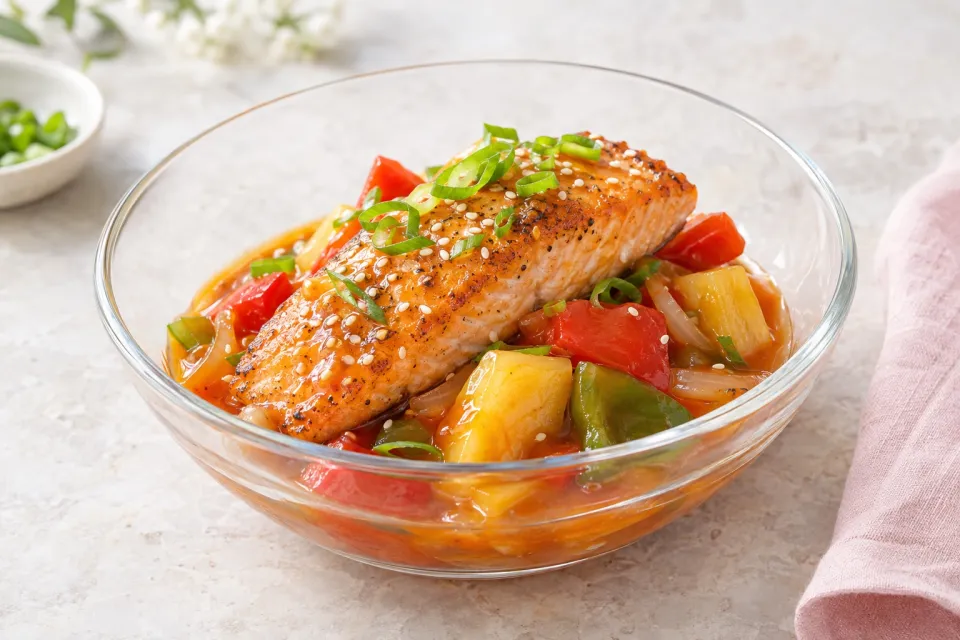 Pan Seared Salmon with Sweet and Sour Sauce