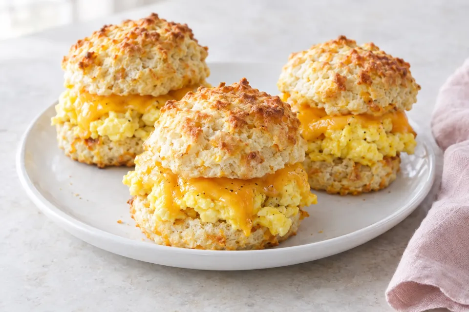 Scrambled Egg and Cheese Drop-Biscuit Breakfast Sandwiches