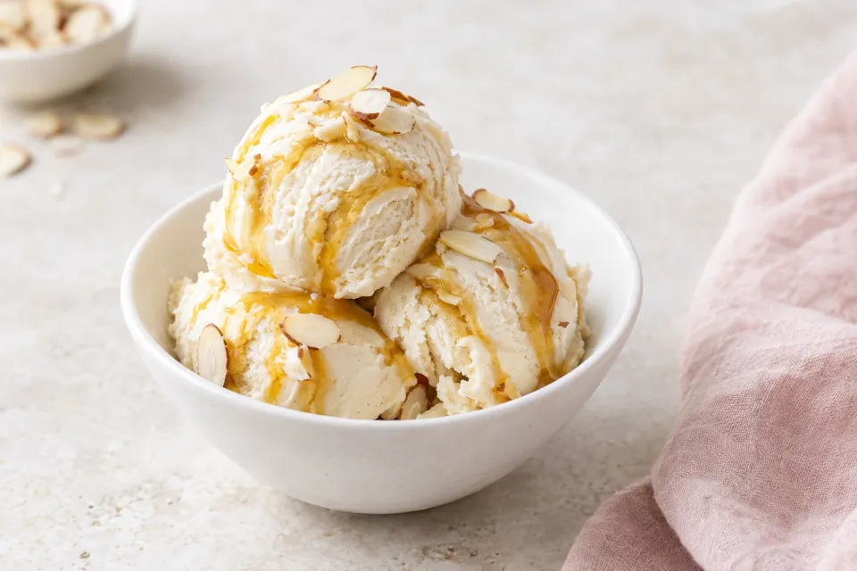 Almond Tofu Ice Cream with Honey Swirl