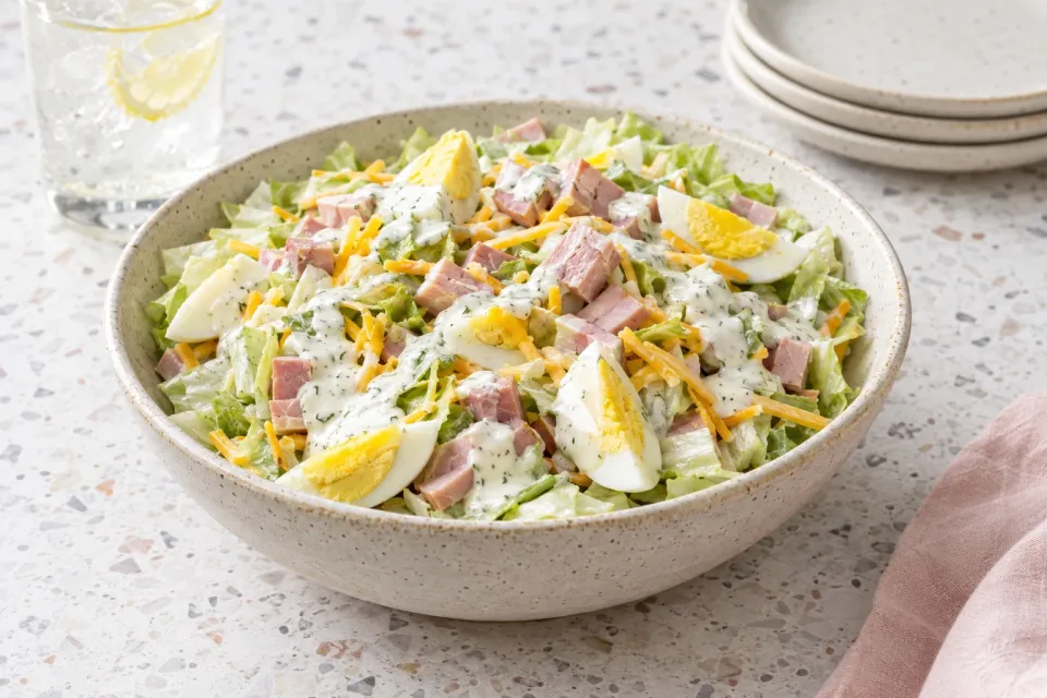 Ham and Cheese Salad with Homemade Ranch Dressing