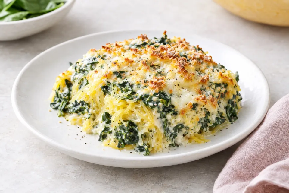 Creamy Spinach Spaghetti Squash Casserole