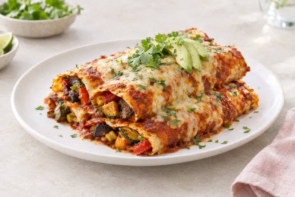 Stacked Roasted Vegetable Enchiladas