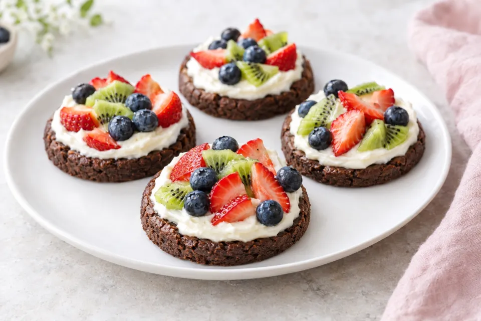 Mini Brownie Fruit Pizzas with Cream Cheese Frosting