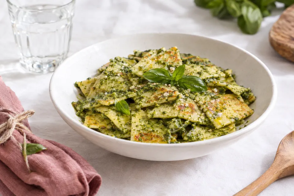 Testaroli with Pesto