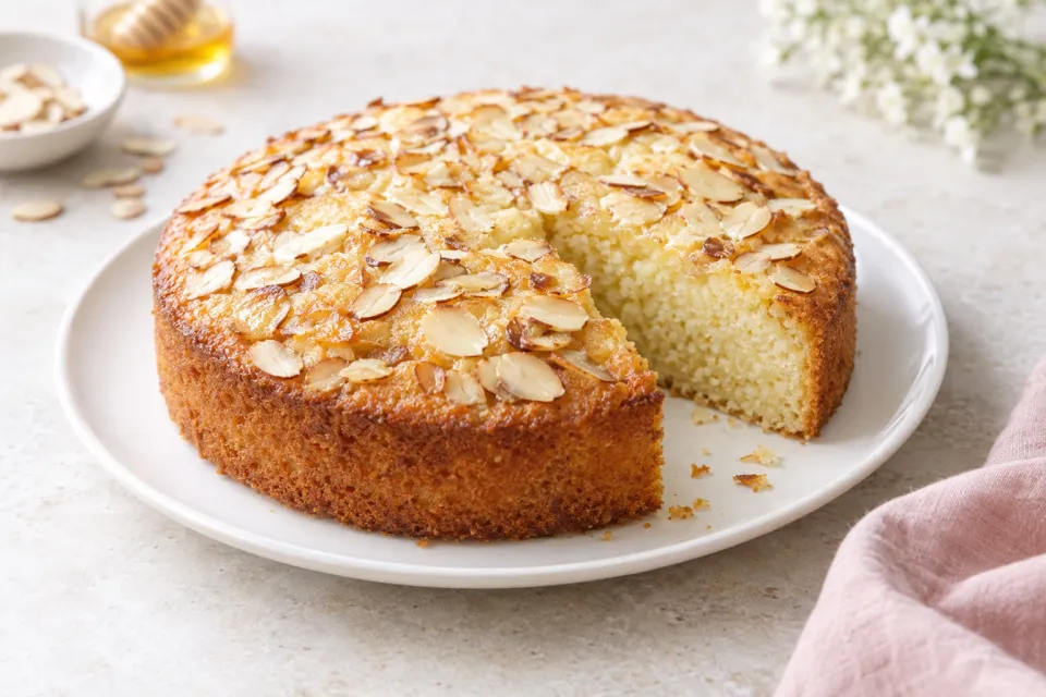 Easy, Light, and Tender Honey-Vanilla Almond Cake